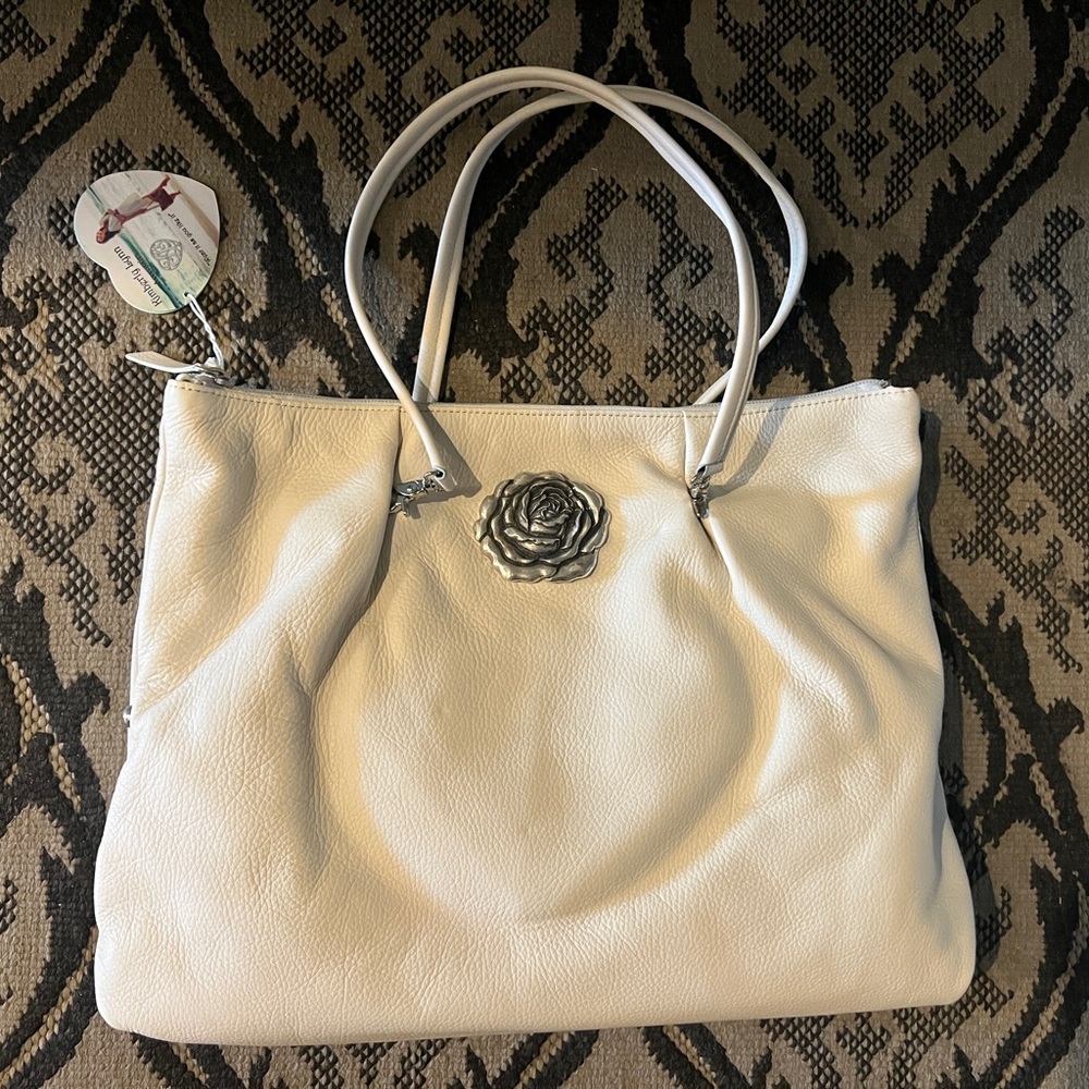 Elegant White Leather Tote Bag 10 in 1 by Kimberly Lynn Accessories